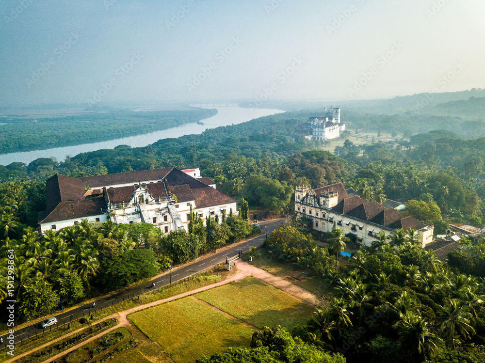 Aerial View of Velha Goa in Goa India - obrazy, fototapety, plakaty 