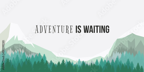 Adventure is waiting vector poster. Quotes design banner