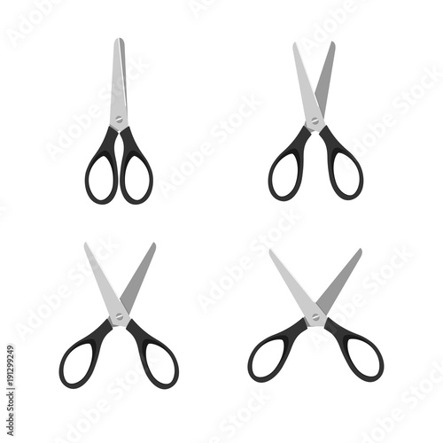 Black scissors set on a white background