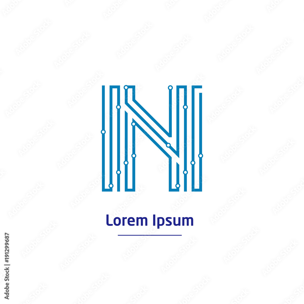 Letter N Logo Design Template, Technology Abstract Letter N Logo Design Template, Technology Abstract