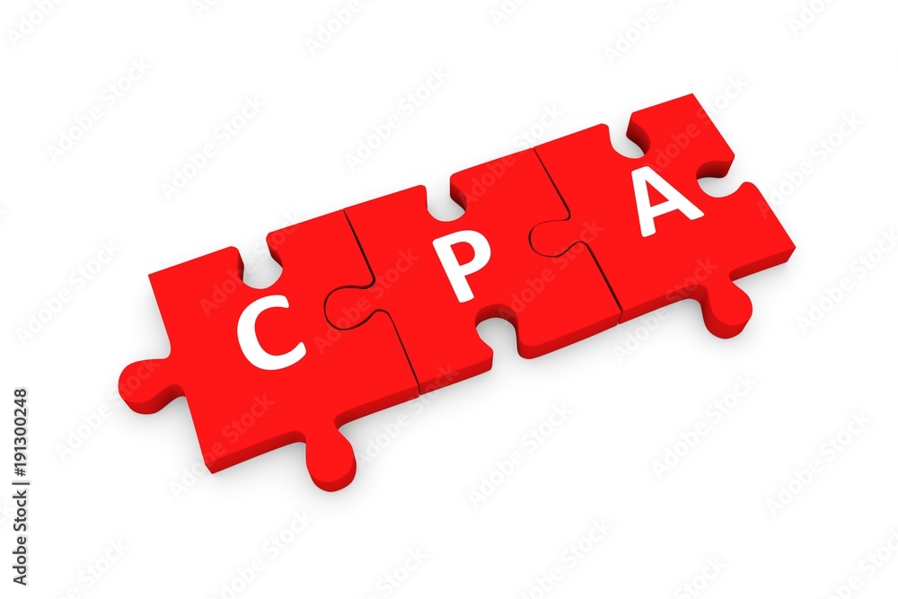CPA puzzle conceptual white background 3d illustration CPA puzzle conceptual white background 3d illustration