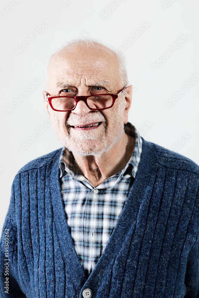 Portrait of senior man on a white background Portrait of senior man on a white background