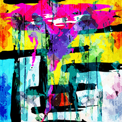 Handdoek met foto Graffiti patronen Geometrisch abstract graffiti kleurenpatroon  © VECTOR CORPORATION