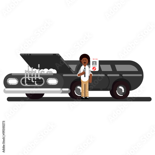 Black couple pushes the broken car