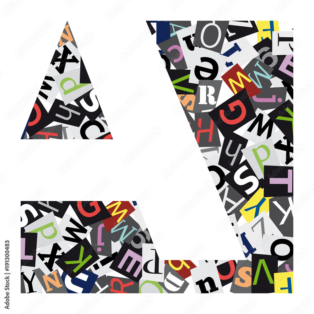 Fototapeta premium Vector geometric initial letter A on confused alphabet