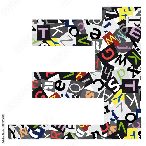 Vector geometric initial letter E on confused alphabet