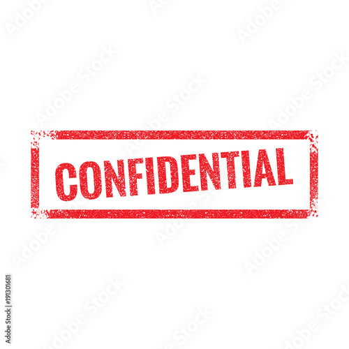 Confidential grunge retro red isolated stamp on white background