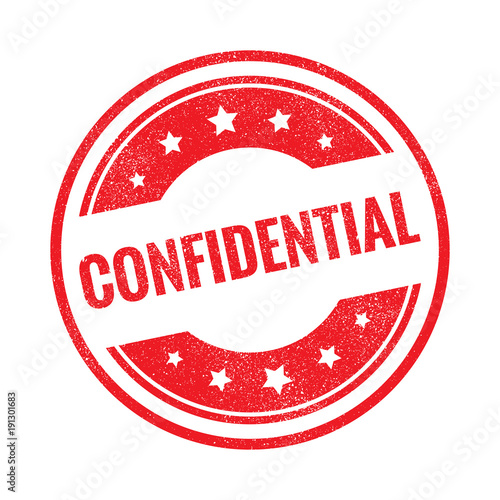Confidential grunge retro red isolated stamp on white background