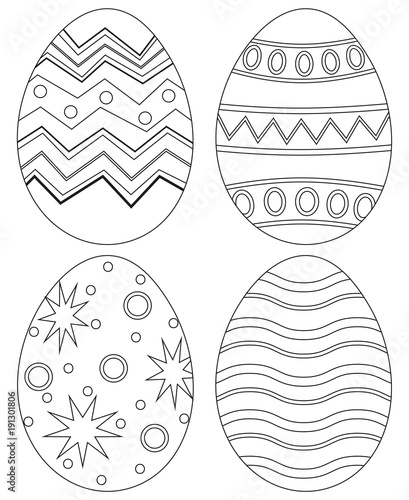 Black and white easter egg collection set poster.