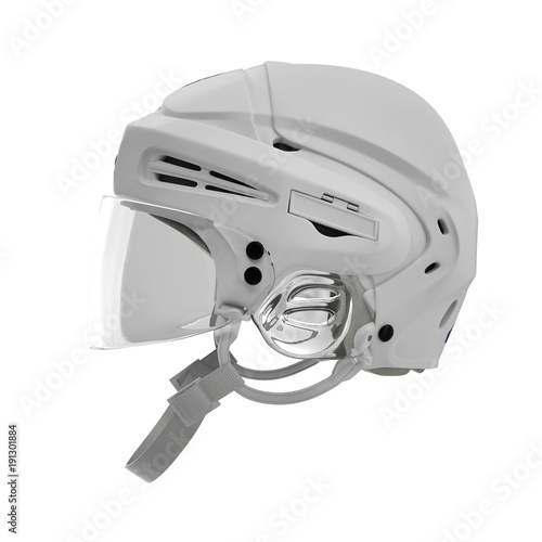 Hockey Helmet on white. Side view. 3D illustration
