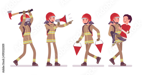 Young male firefighter at work