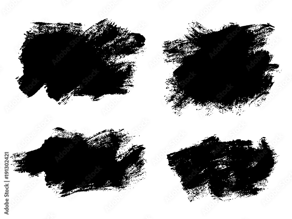 Painted grunge stripes set. Black labels, background, paint texture. Brush strokes vector. Handmade design elements