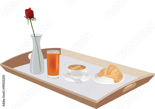 servizio prima colazione con vassoio di legno