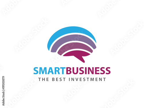 smart rainbow colorful brain advanced technology vector logo design