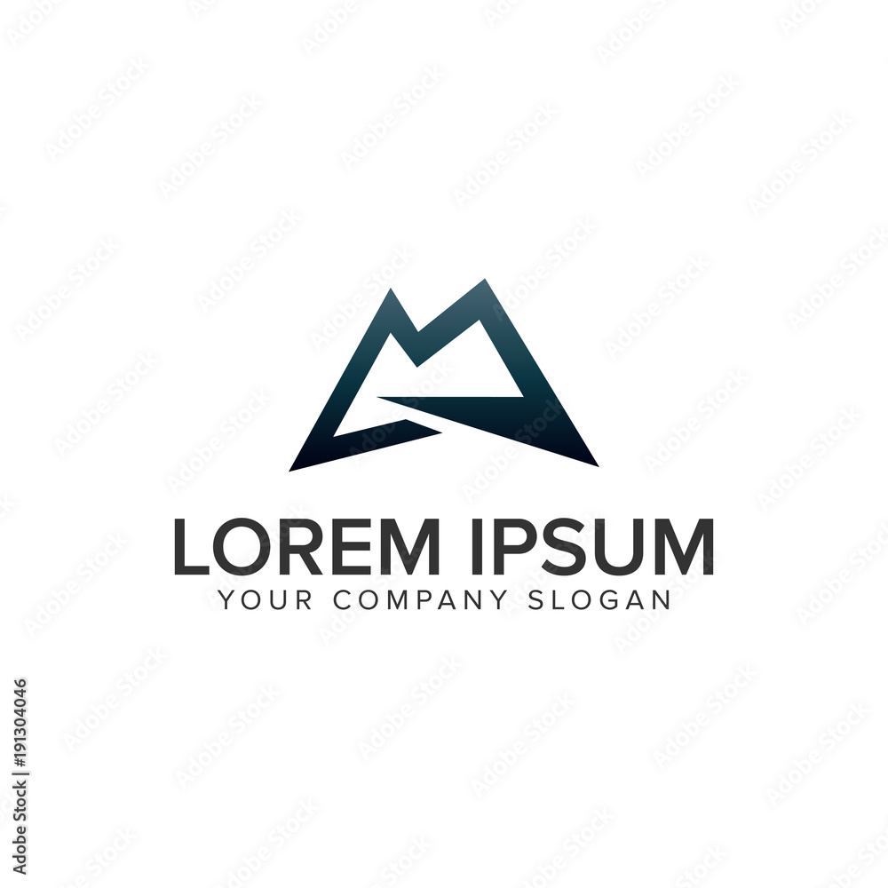 mountain lettter M logo design concept template. fully editable vector