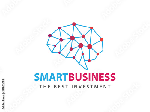 awesome line matrix smart blue with dot red vector logo design
