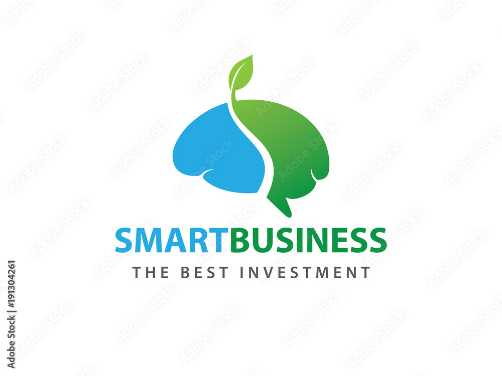 Fototapeta premium grown green smart brain vector logo design