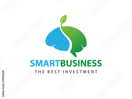 grown green smart brain vector logo design