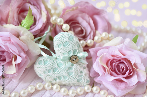 heart,roses and pearls as love symbols