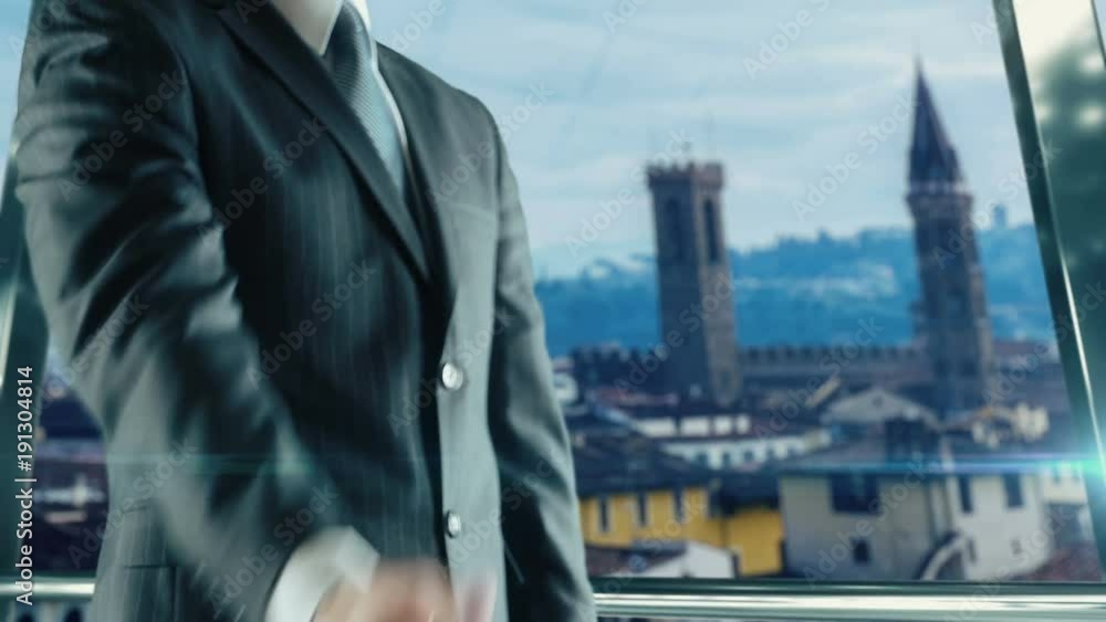 Businessman handshaking at important meeting in Florence Italy Businessman handshaking at important meeting in Florence Italy