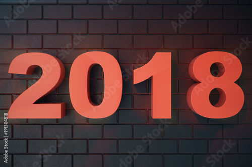 3D illustration 2018 text 3D Numbers. Happy New Year 2018 Text.