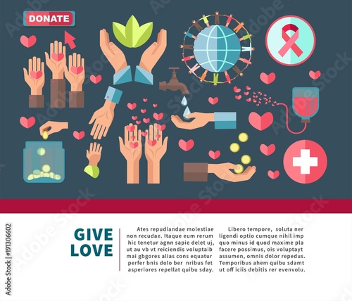 Give love agitative poster for join to charity