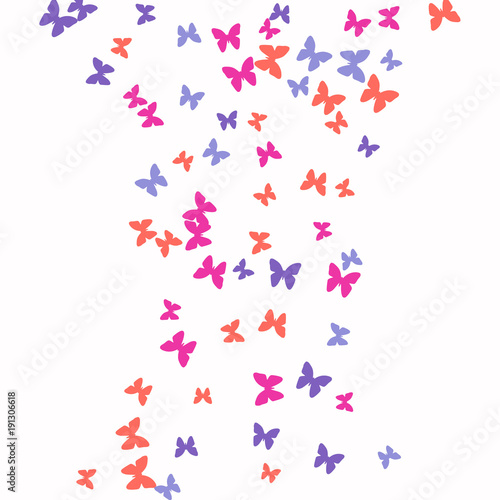 Spring Background with Colorful Butterflies. Simple Feminine Pattern for Card  Invitation  Print. Trendy Decoration with Beautiful Butterfly Silhouettes. Vector Background with Moth