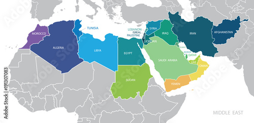 Fotografie, Obraz Map of Middle East. Vector