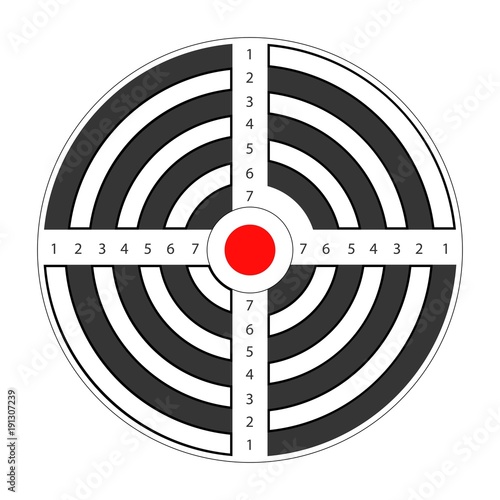Round target with red spot in middle for shooting gallery