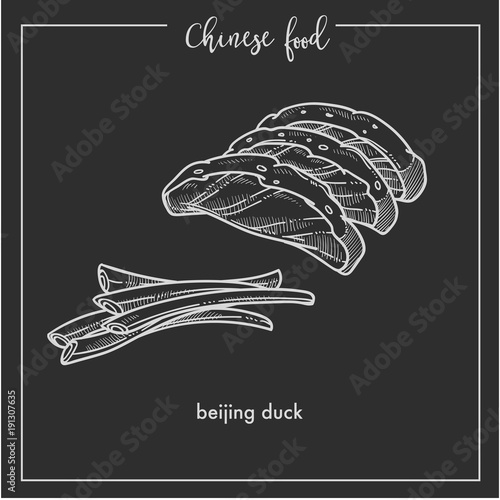 Delicious Beijing duck with asparagus from Chinese food