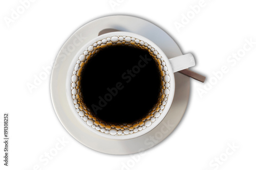 Cup of filter coffee brew black isolated on white background