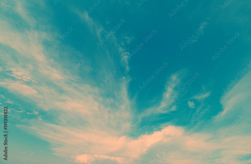 Beautiful colorful sky with clouds. Color toned.