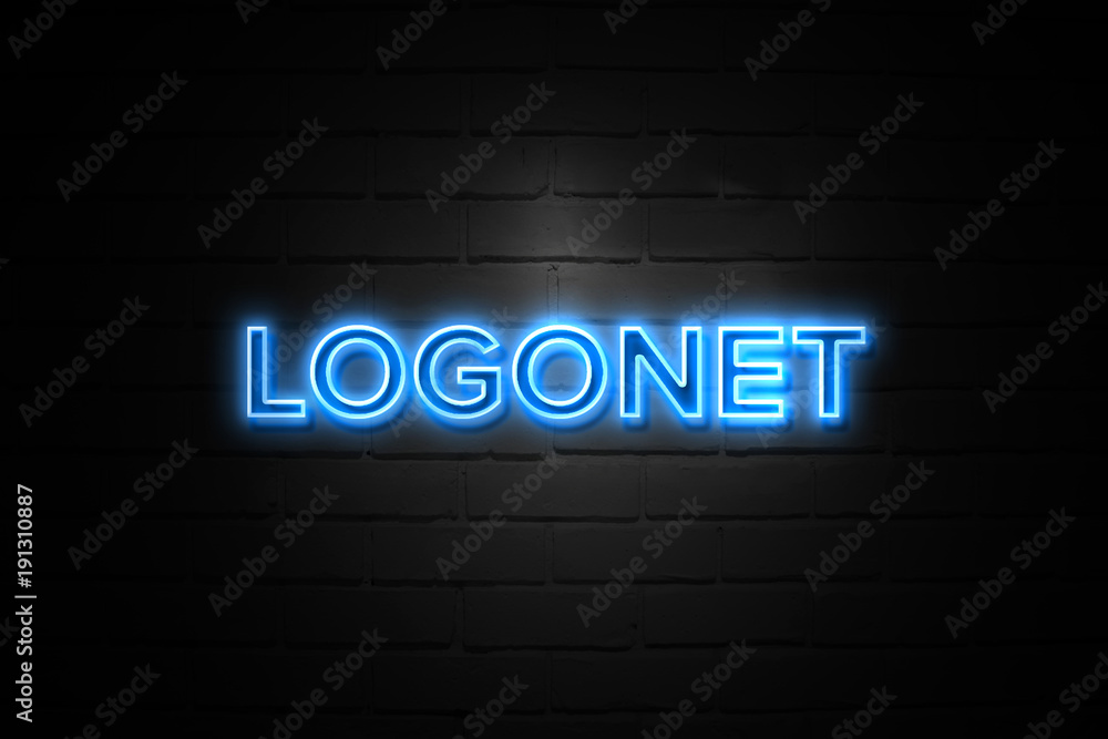 Logonet neon Sign on brickwall Logonet neon Sign on brickwall
