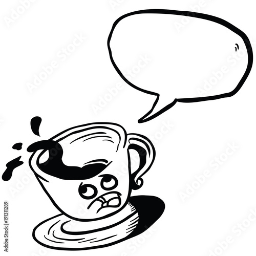 afraid coffee cup spill bubble black