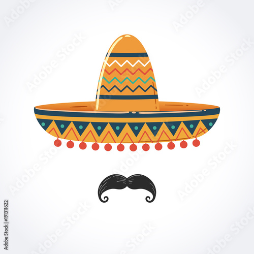 Mexican Sombrero with Mustache photo