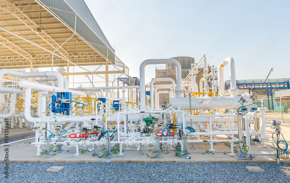 Industrial zone,Gas metering station and pipeline at power plant Stock Photo Adobe Stock