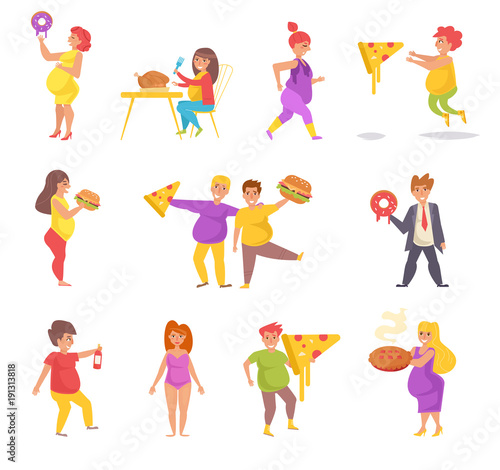 Set with fat people. Vector