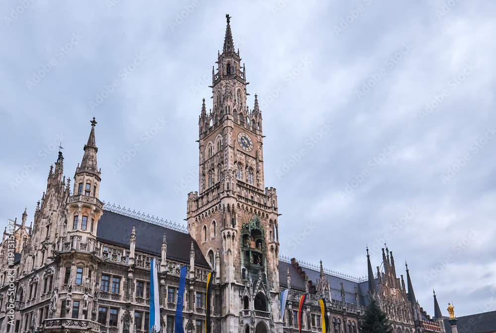 New Town Hall (Rathaus) on Marienplatz square in Munich, Germany