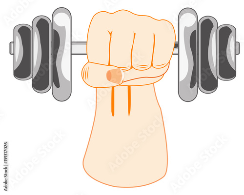Hand raising dumbbell