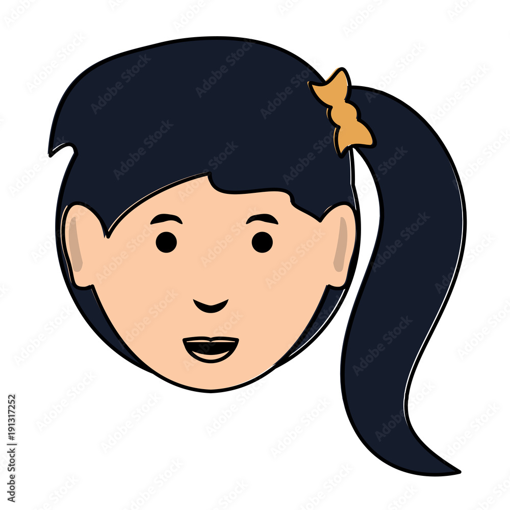 cartoon woman face icon