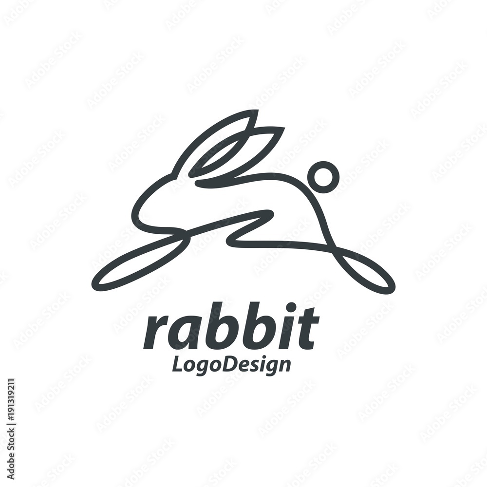 Single Line Art Bunny Jump, Line Art Rabbit Run, Single Line Design Logo Vector Single Line Art Bunny Jump, Line Art Rabbit Run, Single Line Design Logo Vector