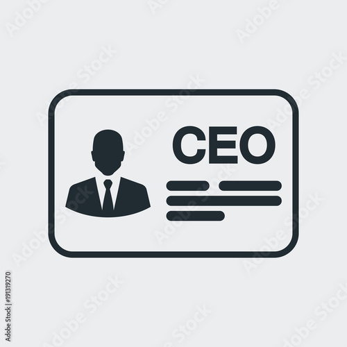 Icono plano identificacion CEO en fondo gris