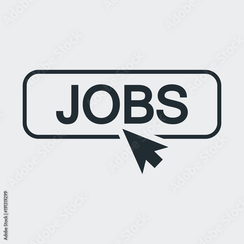 Icono plano puntero en JOBS en fondo gris