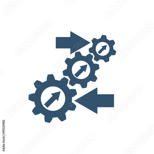 Integration icon. Vector illustration flat design. Isolated on white background. Technology business. Development strategy construction. System integration.