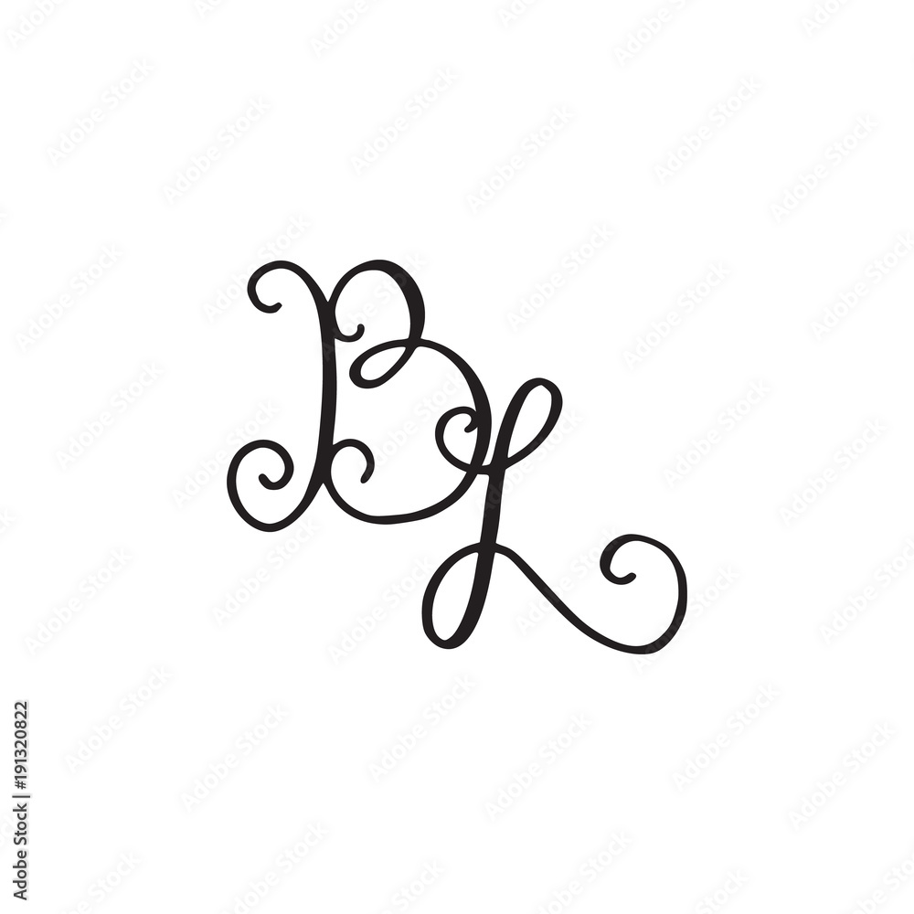 Fototapeta premium Handwritten monogram BL icon