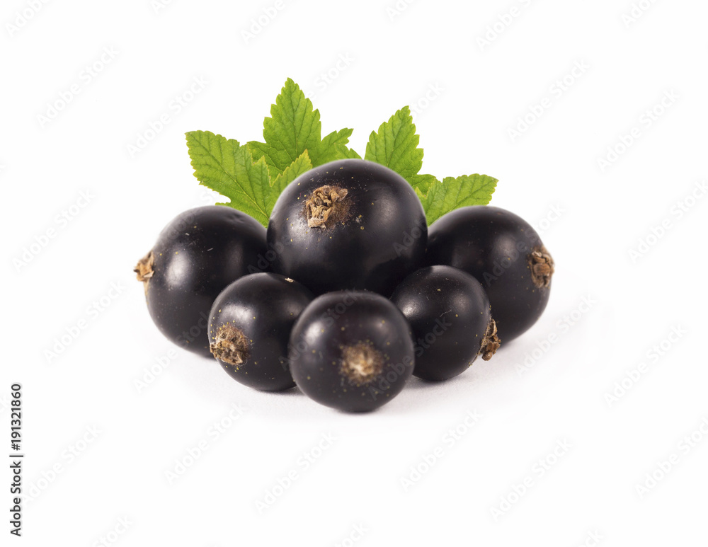 Selective focus. Blackcurrant with copy space for text. Ripe and tasty black berry isolated on white. Currant on a white background. Selective focus. Blackcurrant with copy space for text. Ripe and tasty black berry isolated on white. Currant on a white background.