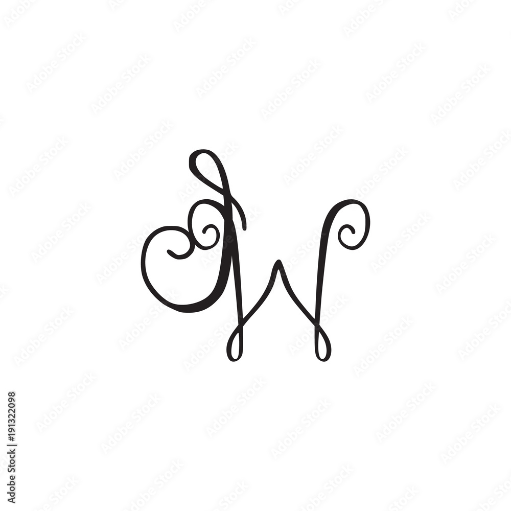 Handwritten monogram IW icon Handwritten monogram IW icon