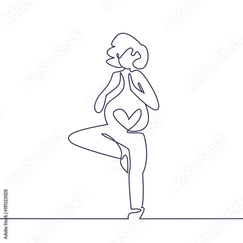 One continuing line. Yoga for pregnant