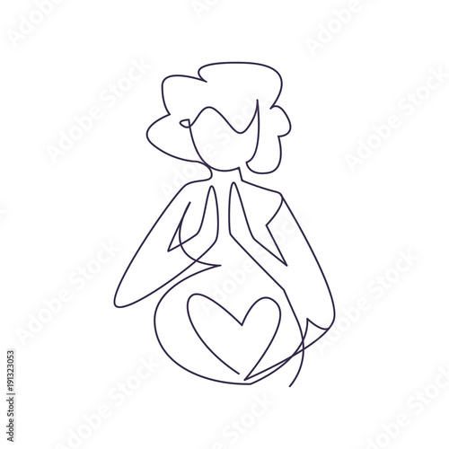 One continuing line. Yoga for pregnant