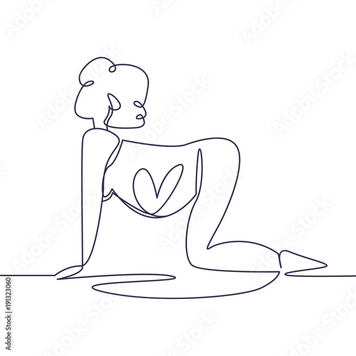 One continuing line. Yoga for pregnant